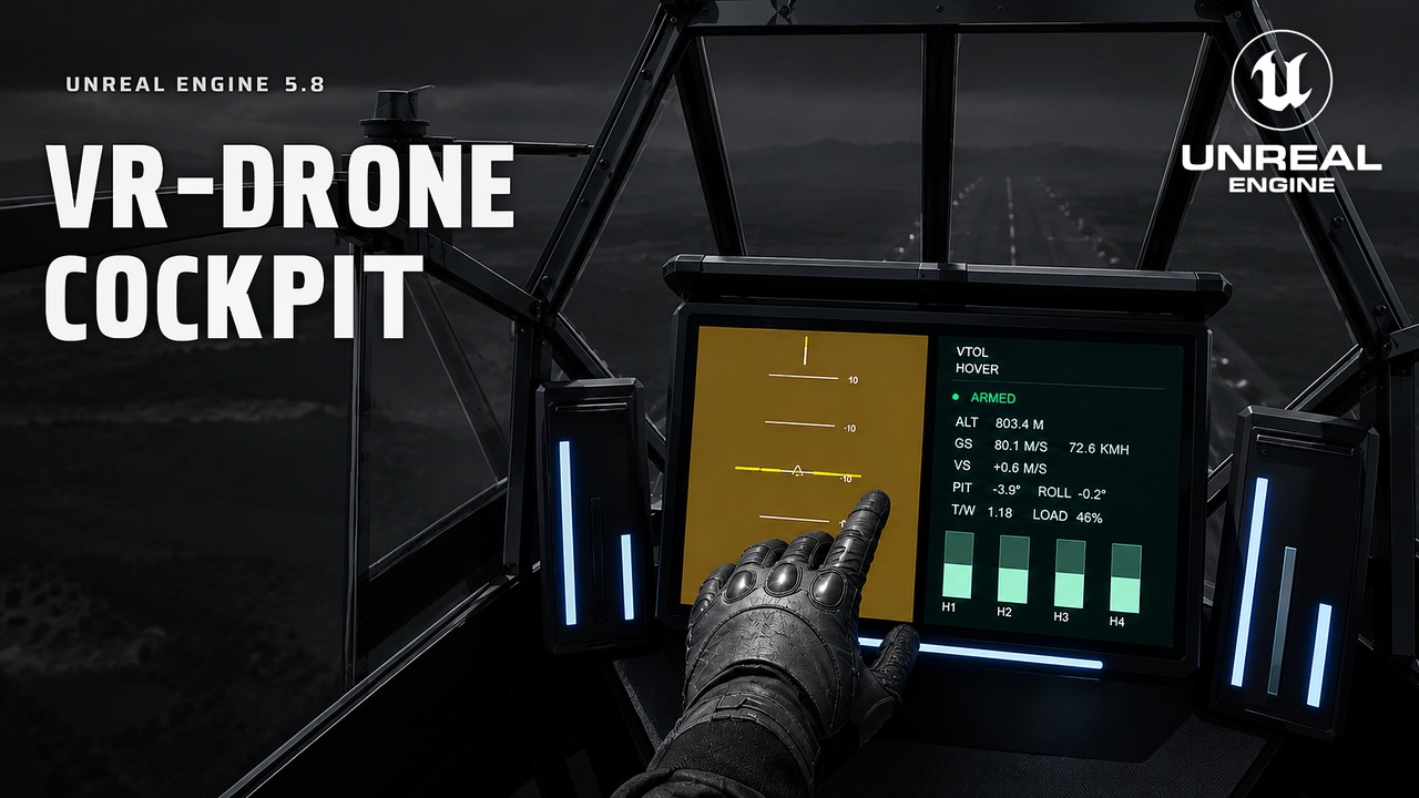 Media 1 for listing VR Drone Cockpit – Manned Quadcopter Flight Simulator (Hand Controls)