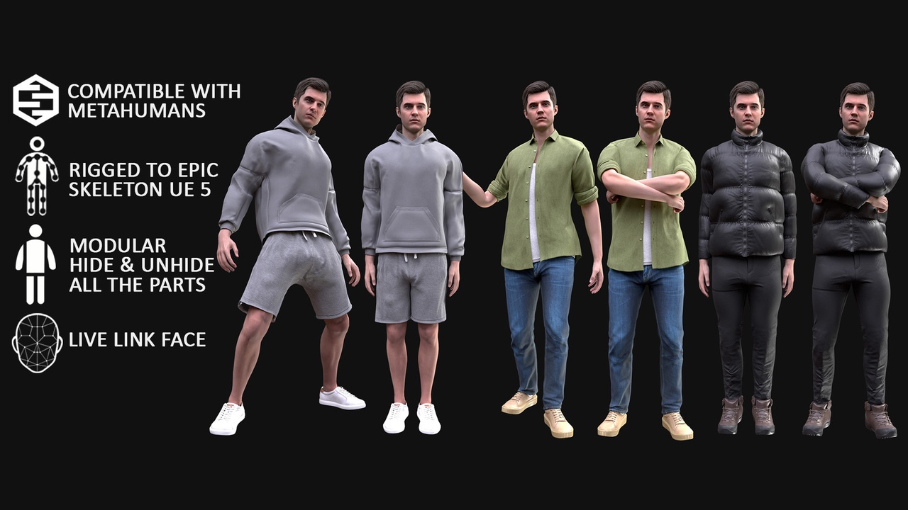 File multimediali per l'articolo Outfits Collection 8 - Mixed Outfits - Modular - Rigged: 1
