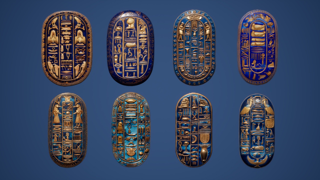 Media 1 for listing Cartouche Plaque Pack – 16 Ancient Egyptian Cartouche Collection