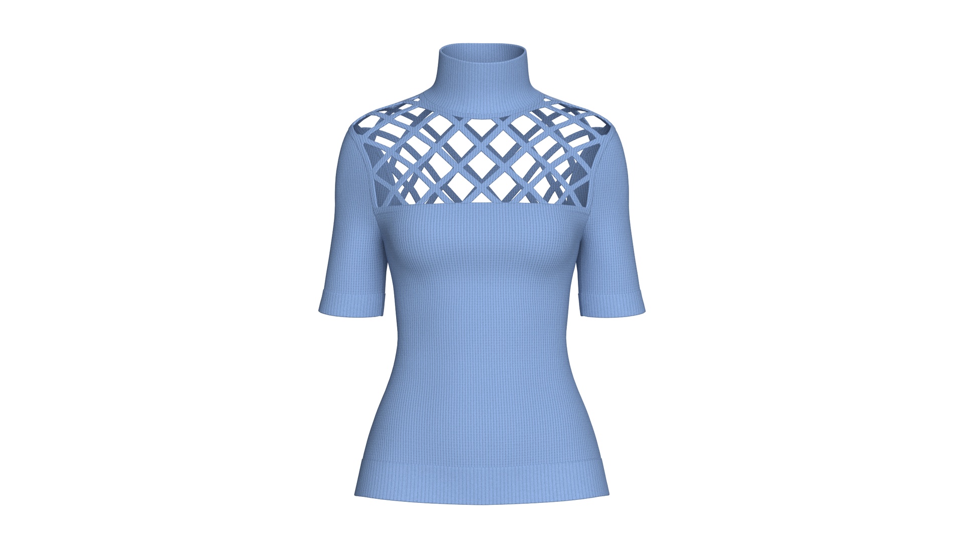 Media 1 for listing Girls Lattice Cutout Pattern High Neck Top | High Poly