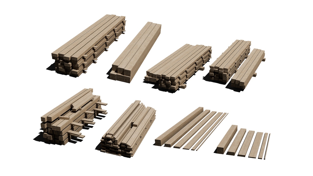 Media 1 for listing Moduar wooden timber or lumber beam or truss kit LIGHT 3D model