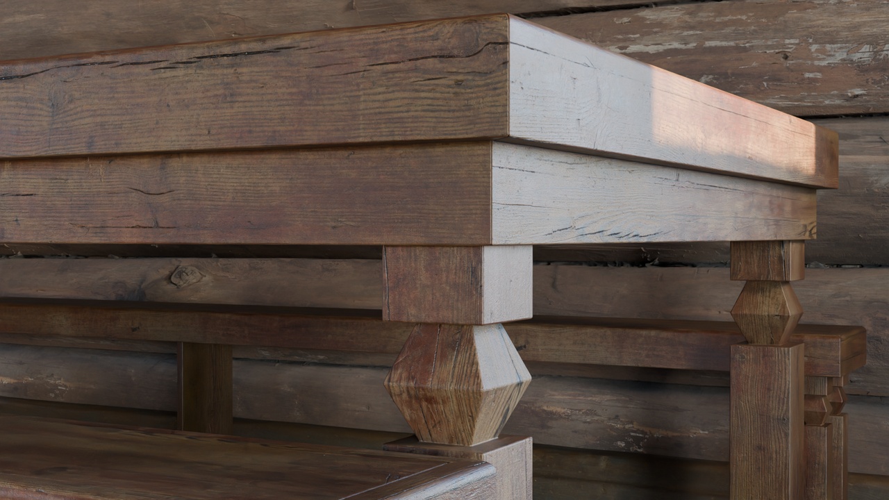 Media 1 for listing Rustic Table with 2 Benches - Dark Wood Variant