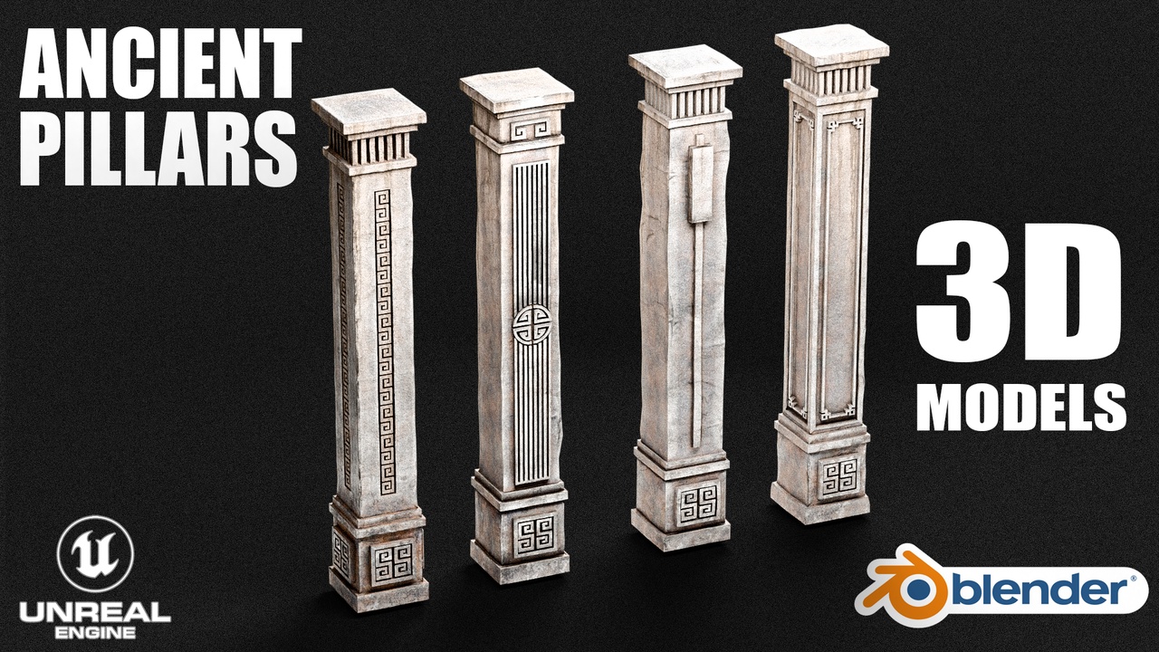 Media 1 for listing Stylized Ancient Pillars 3D UE5