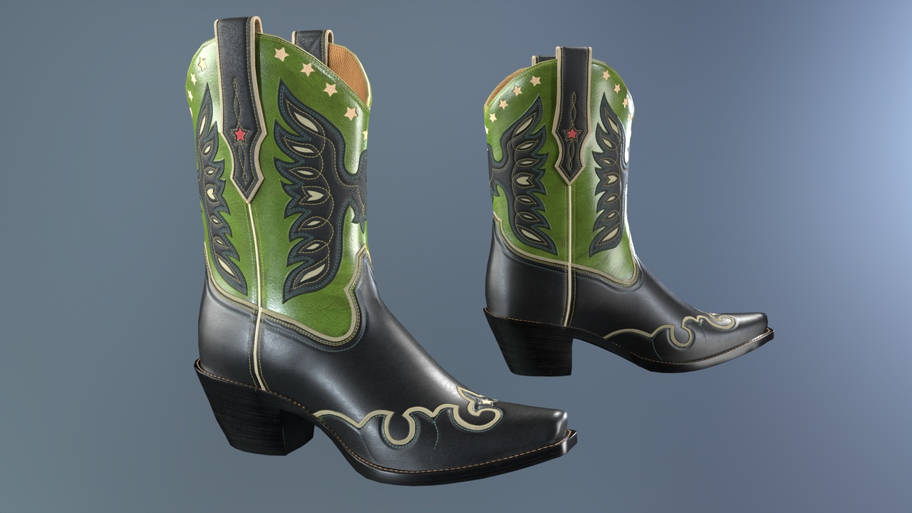 Media 1 for listing Eagle Star Cowboy Black Green Boots