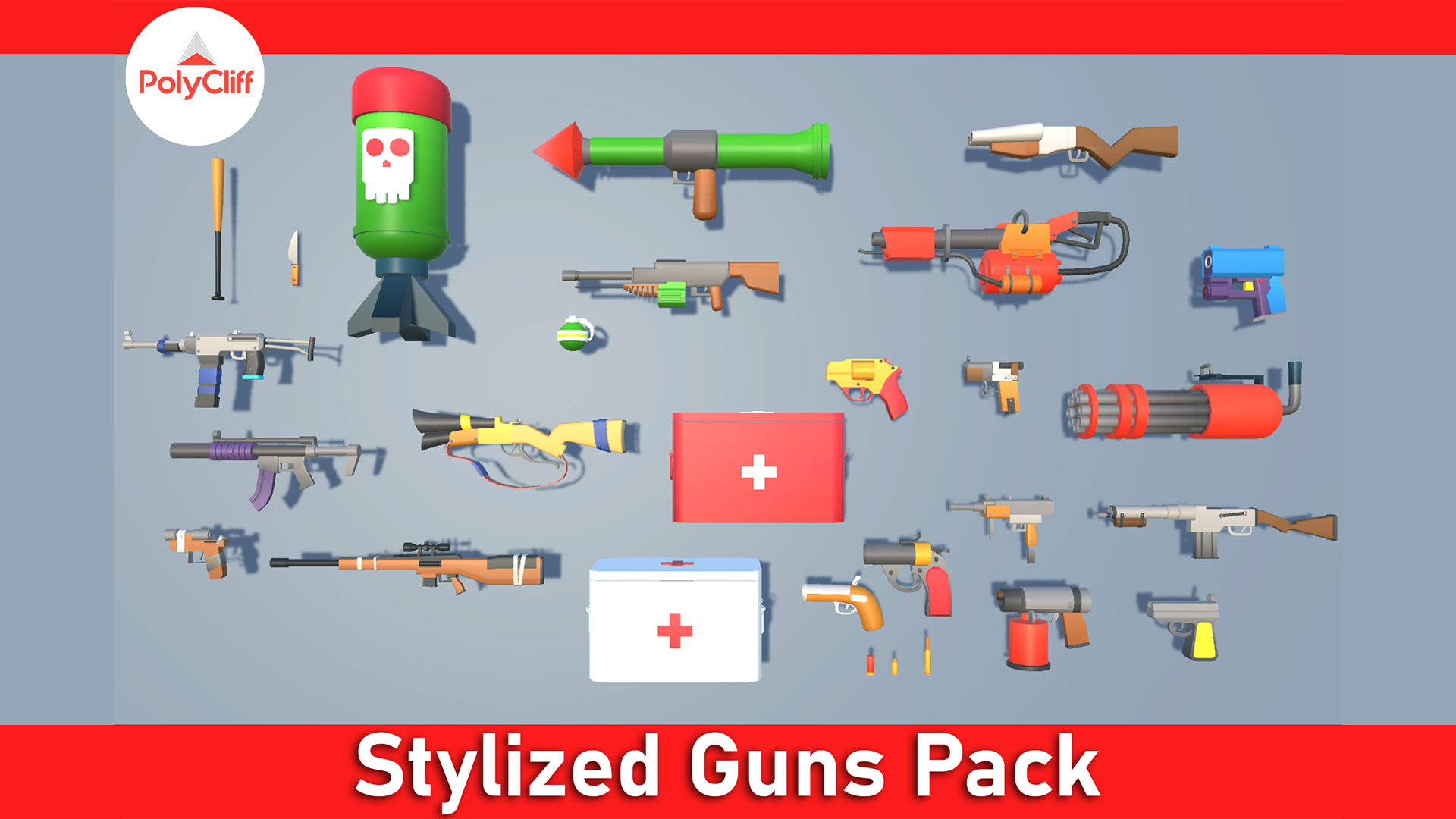 Low poly Stylized Guns Pack. | Fab