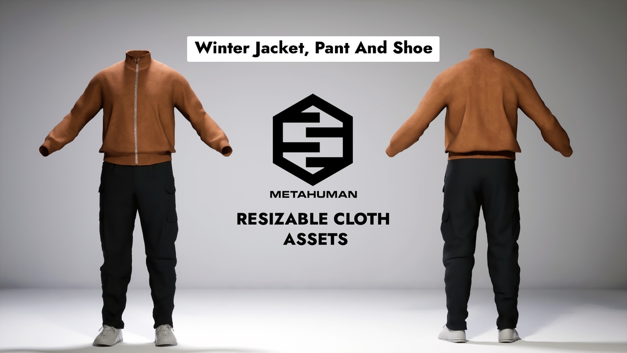 Media 1 for listing Winter Jacket Outfit for MetaHuman (Resizable | Jacket, Pants & Shoes)