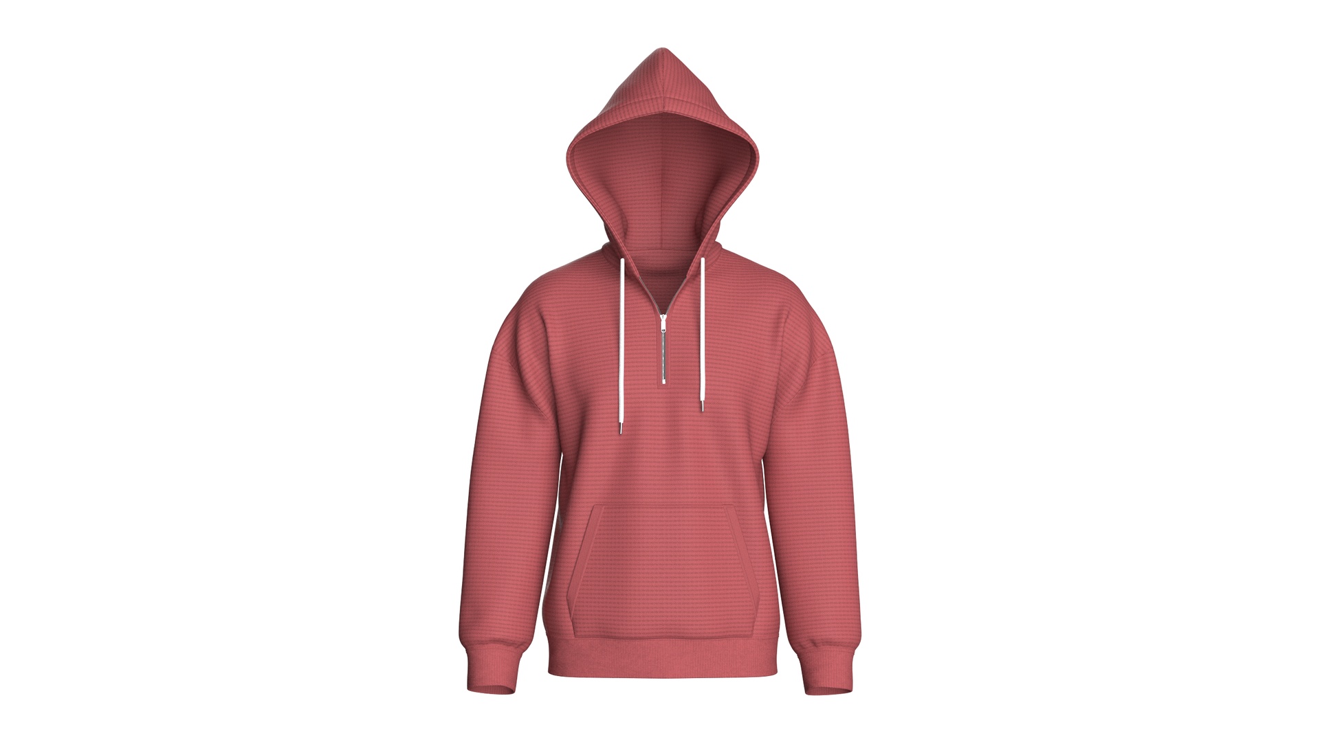 Media 1 for listing Men Shoulder Drop Half Zip Mesh Hoodie | High Poly