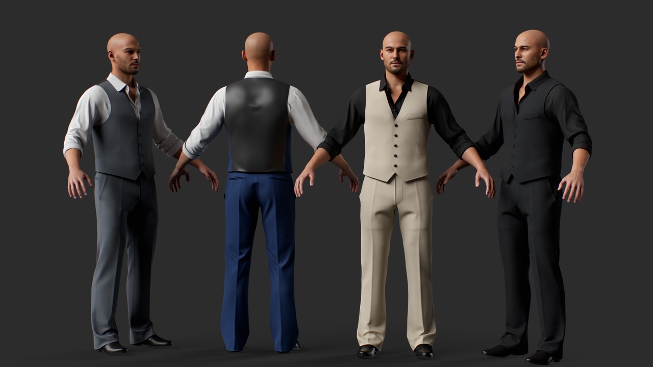 Media 1 for listing Business Vest Outfit Pack | MetaHumans & UE5 Skeleton