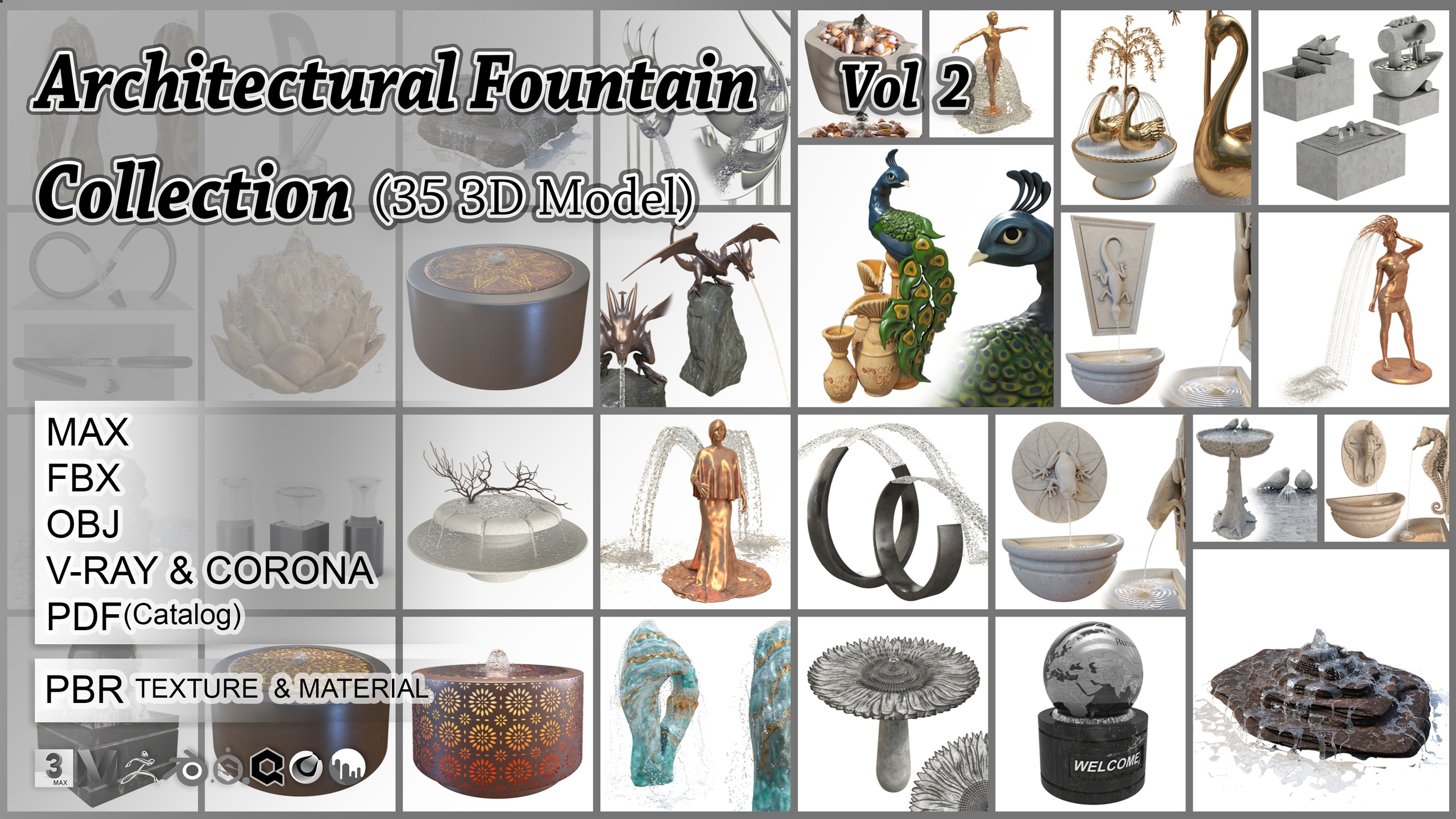 Media 1 for listing Architectural Fountain Collection V2 (35 3D Models)