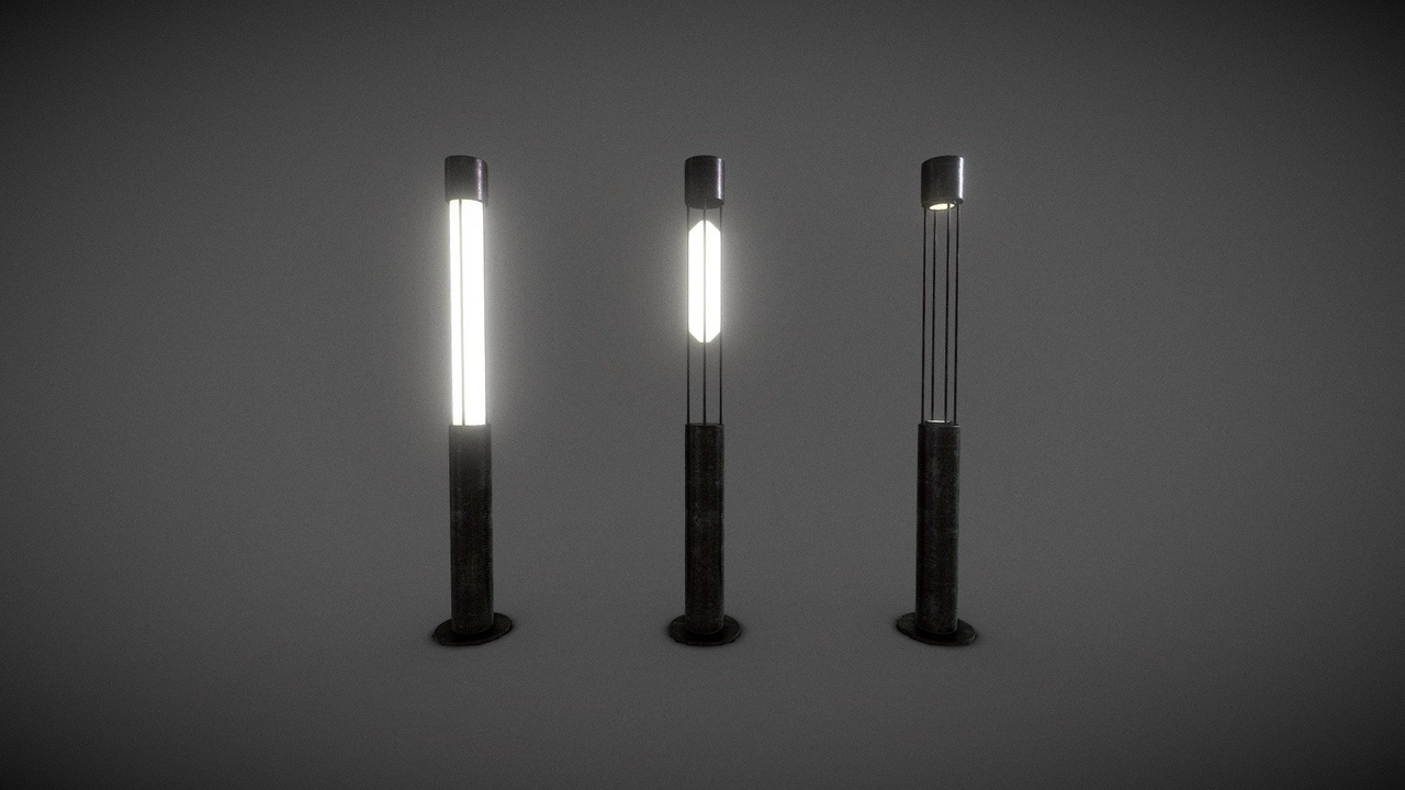 Media 1 for listing Modern Cylindrical Bollard Lights – Minimal Outdoor Lighting Set (PBR Ready)