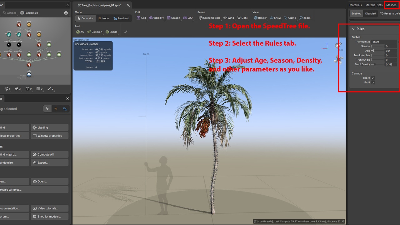 Media 1 for listing Bactris gasipaes - Peach palm (SpeedTree)