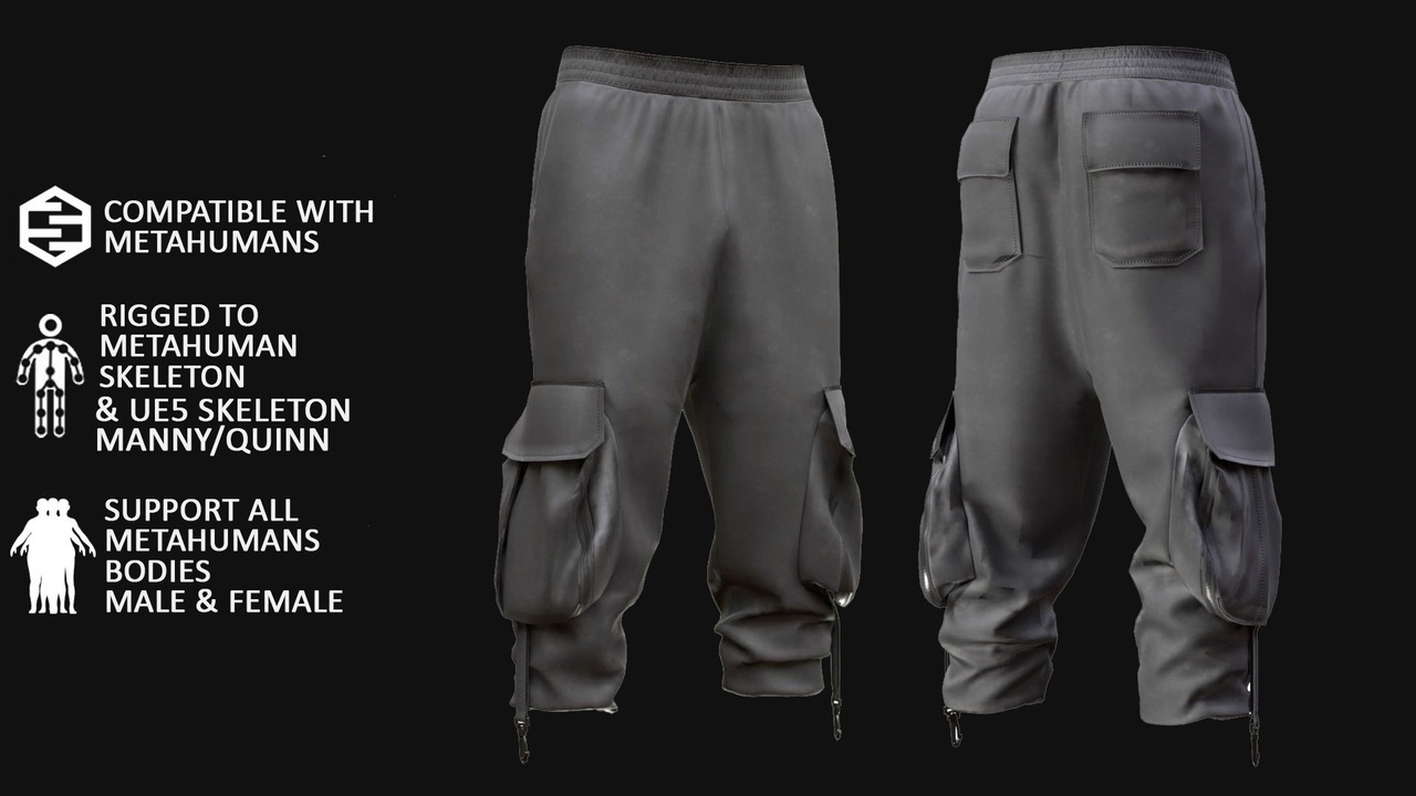 Media 1 for listing Warrior Pants 77 - All MH Bodies & UE5 Skeletons - Rigged