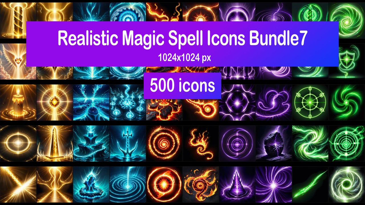 Media 1 for listing Realistic Magic Spell Icons Bundle7