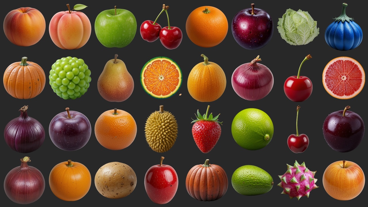 Media 1 for listing 72 Tasty Fruits and Vegetables - Icons