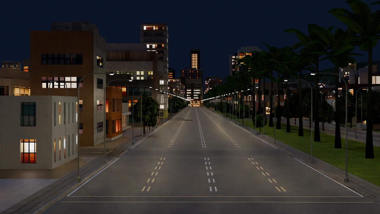 Media 1 for listing 3x3 km Blender City Downtown Skyscraper Street 18 - NIGHT Low-poly