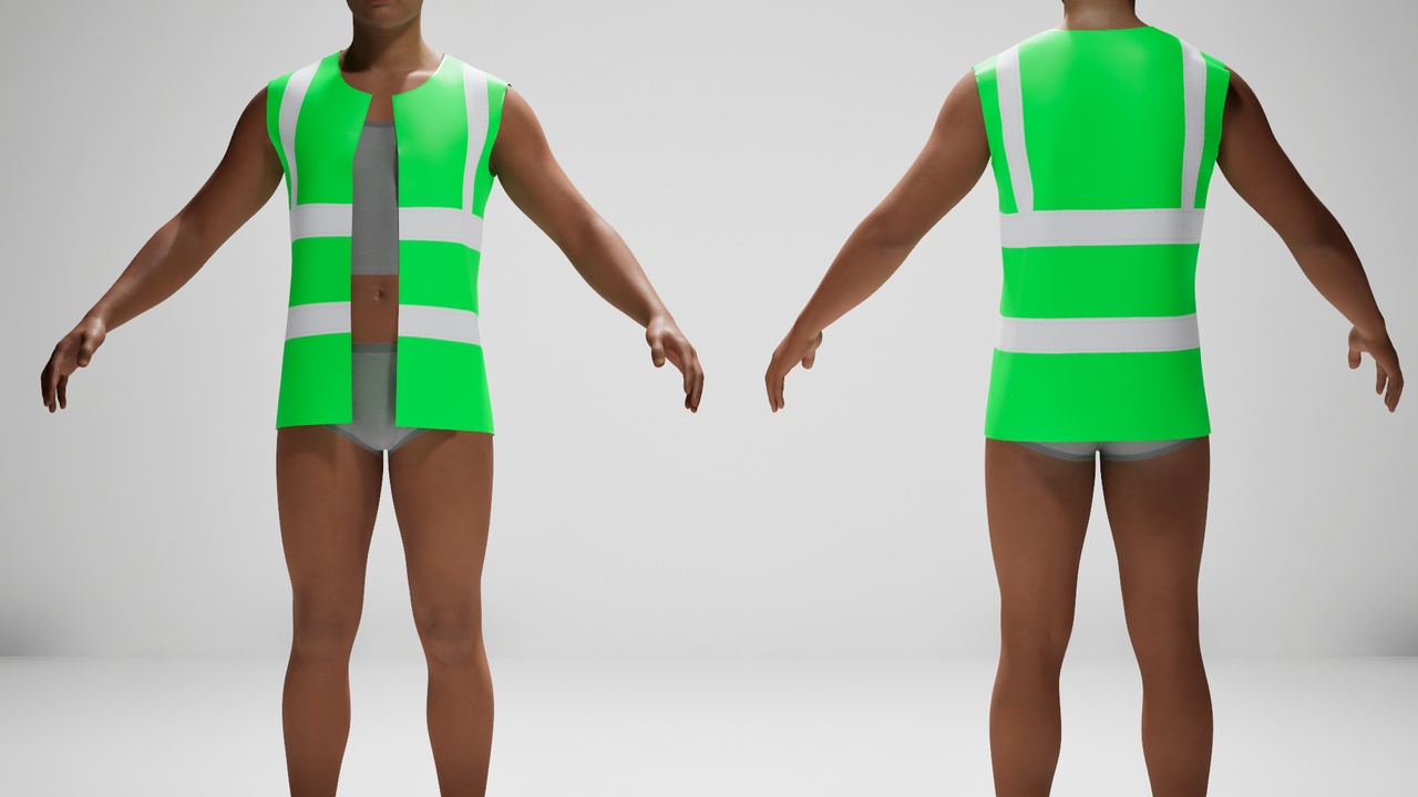 Media 1 for listing Visibility Reflective Safety Vest  Metahuman & UE5 Skeletons