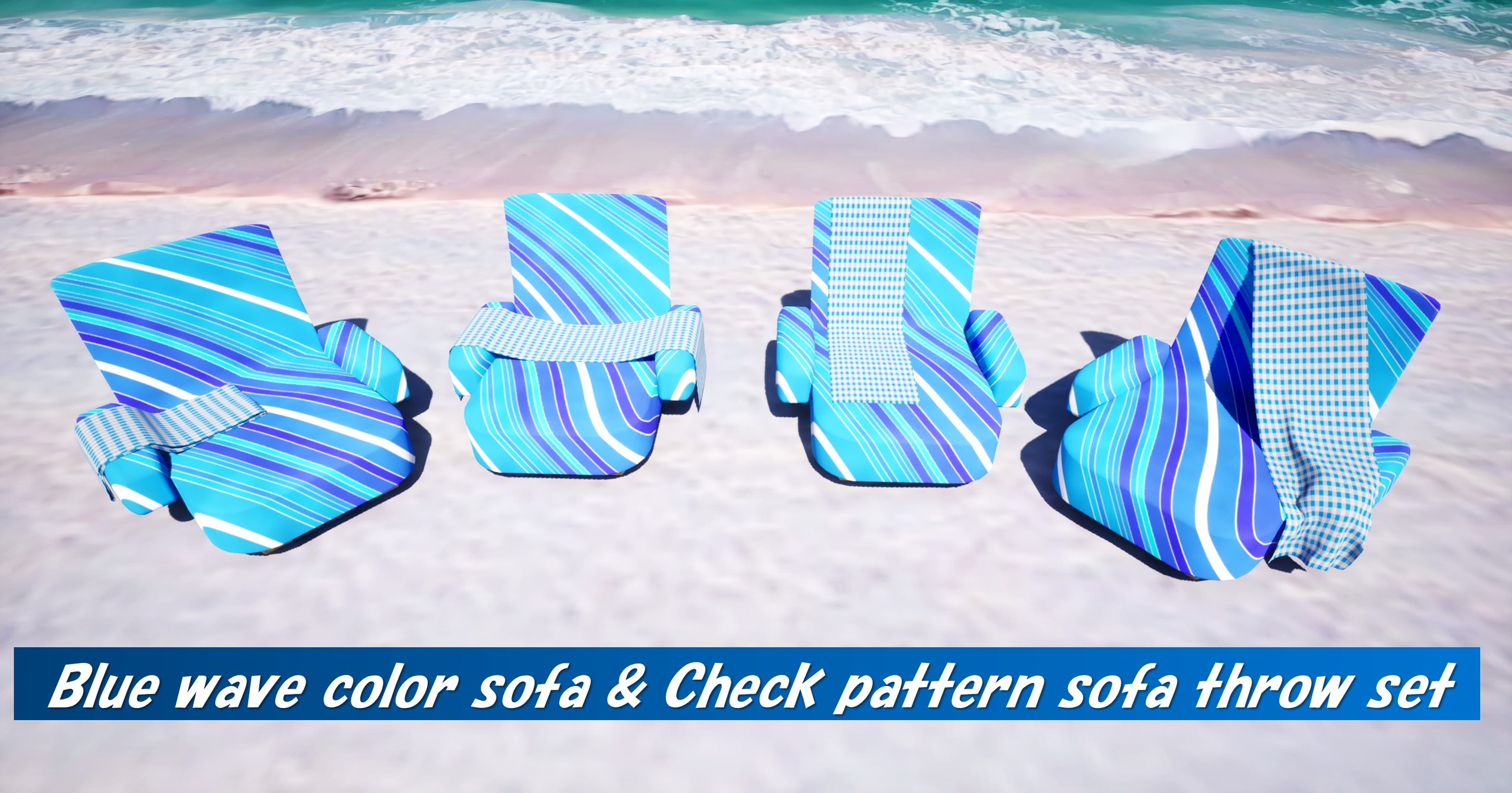 Media 1 for listing Pop Color Sofa Set2 Blue Wave Version