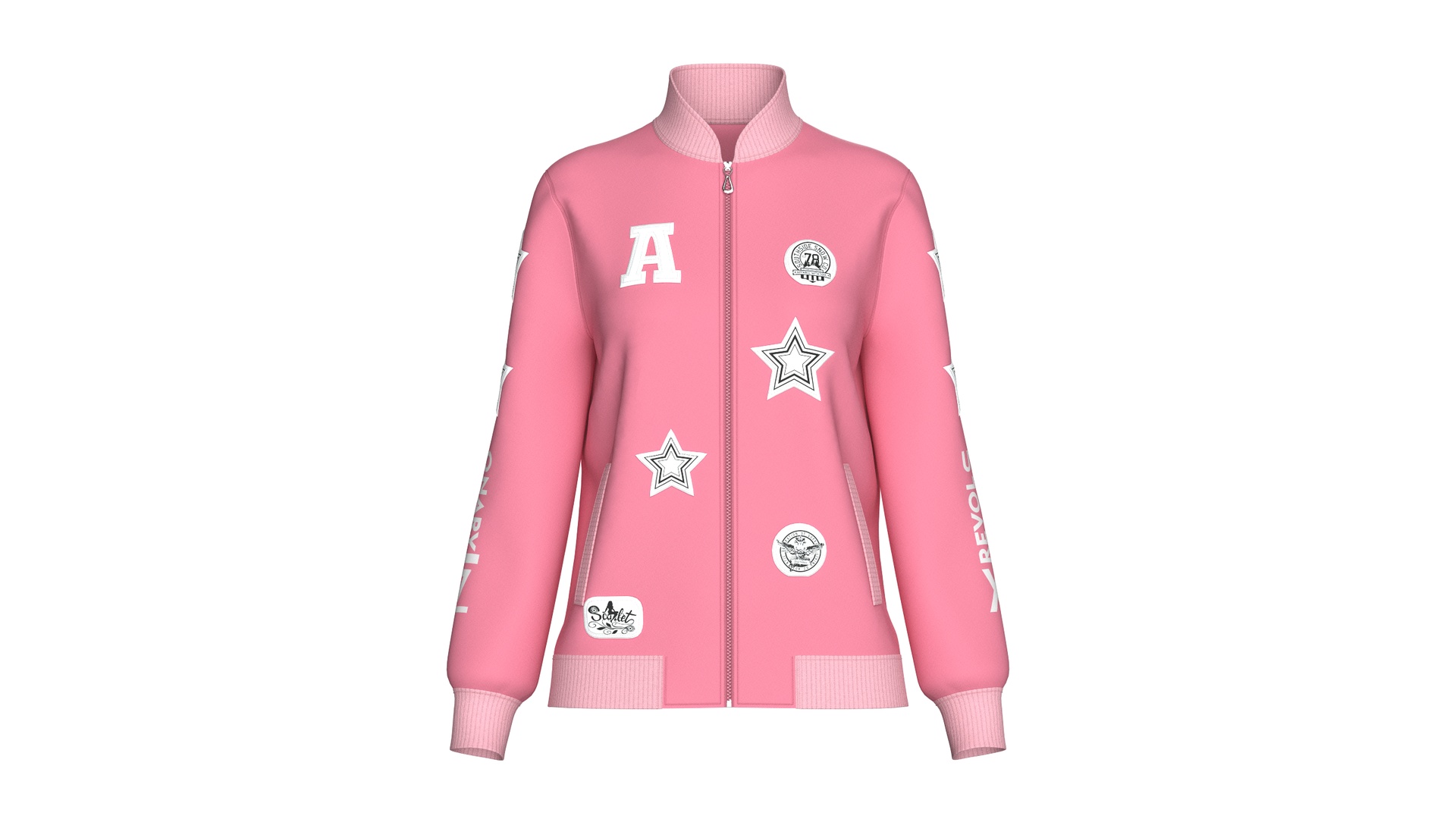 Media 1 for listing Girls Patchwork Varsity Full - Zip Jacket | High Poly