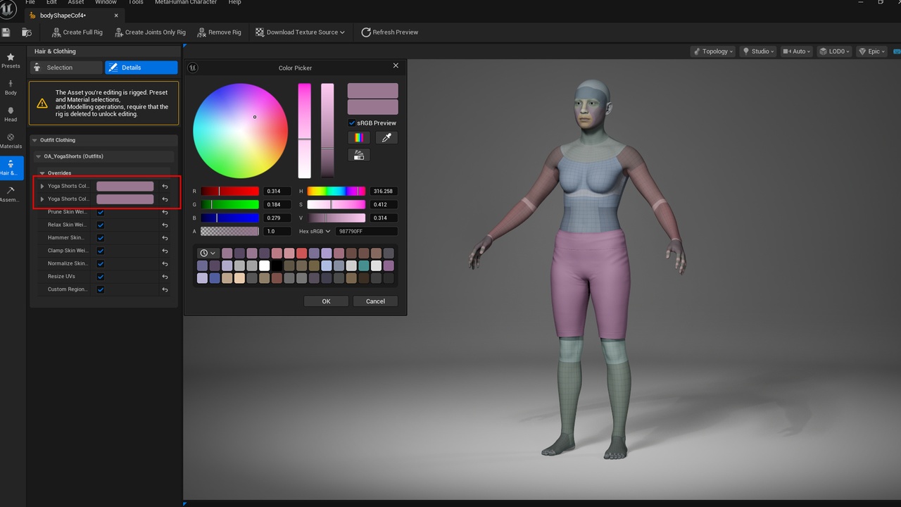 Media 1 for listing Yoga Shorts - Metahuman Yoga Leggings Clothes - Parametric Pants PBR