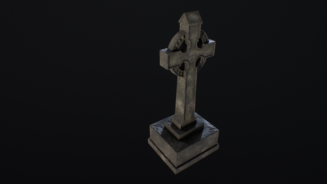 Media 1 for listing Celtic Cross Gravestone Low Poly