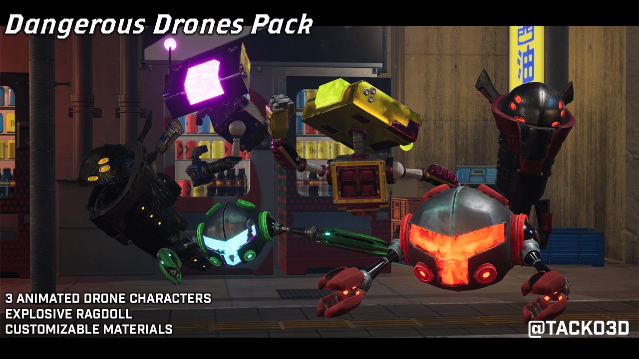 Media 1 for listing Dangerous Drones pack - Customizable Robot Characters