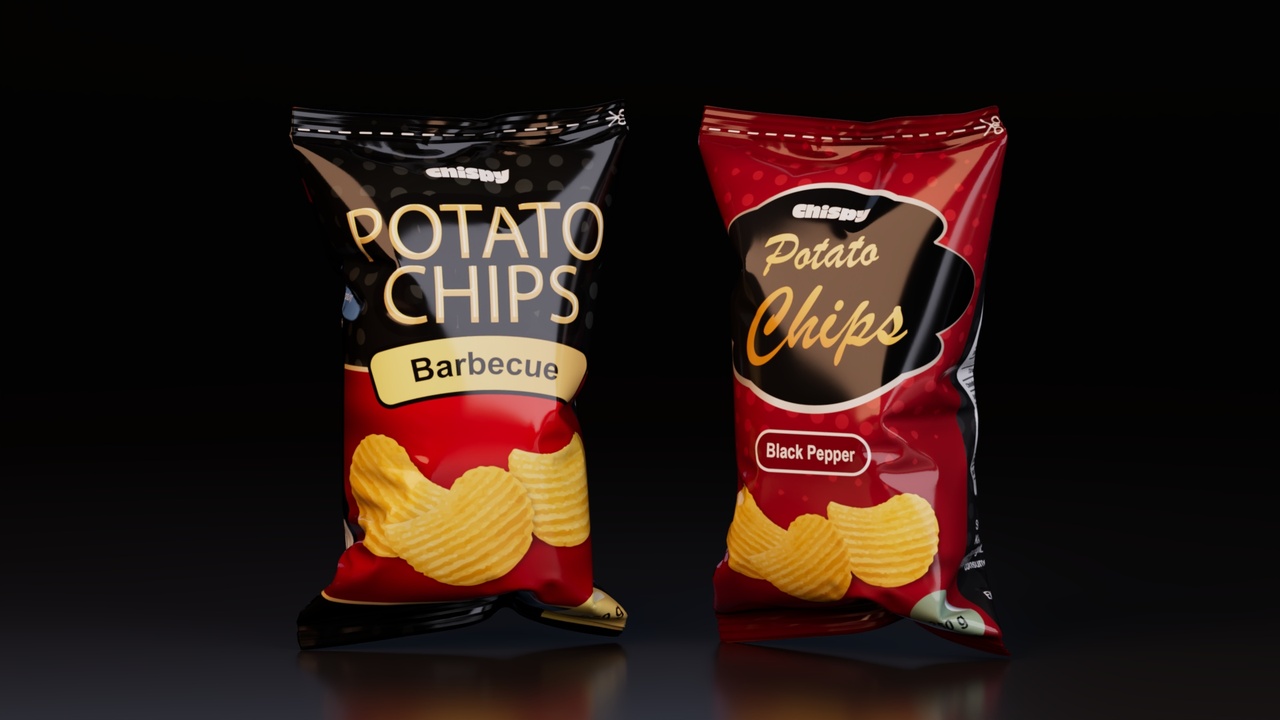 Media 1 for listing Realistic Potato Chips Snack Packet