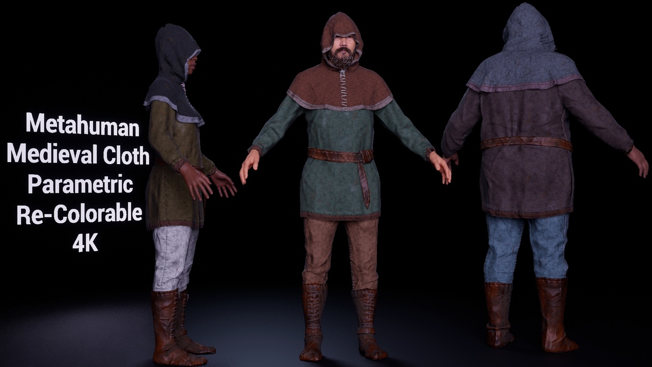 Media 1 for listing Medieval Cloth 1 Parametric Re-Colorable LowPoly 4K