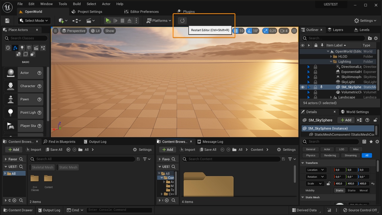 Media 1 for listing Restart Unreal Editor