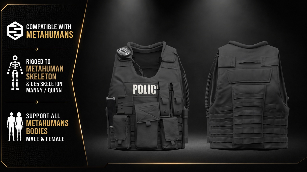 Media 1 for listing Police Tactical Vest for MetaHumans