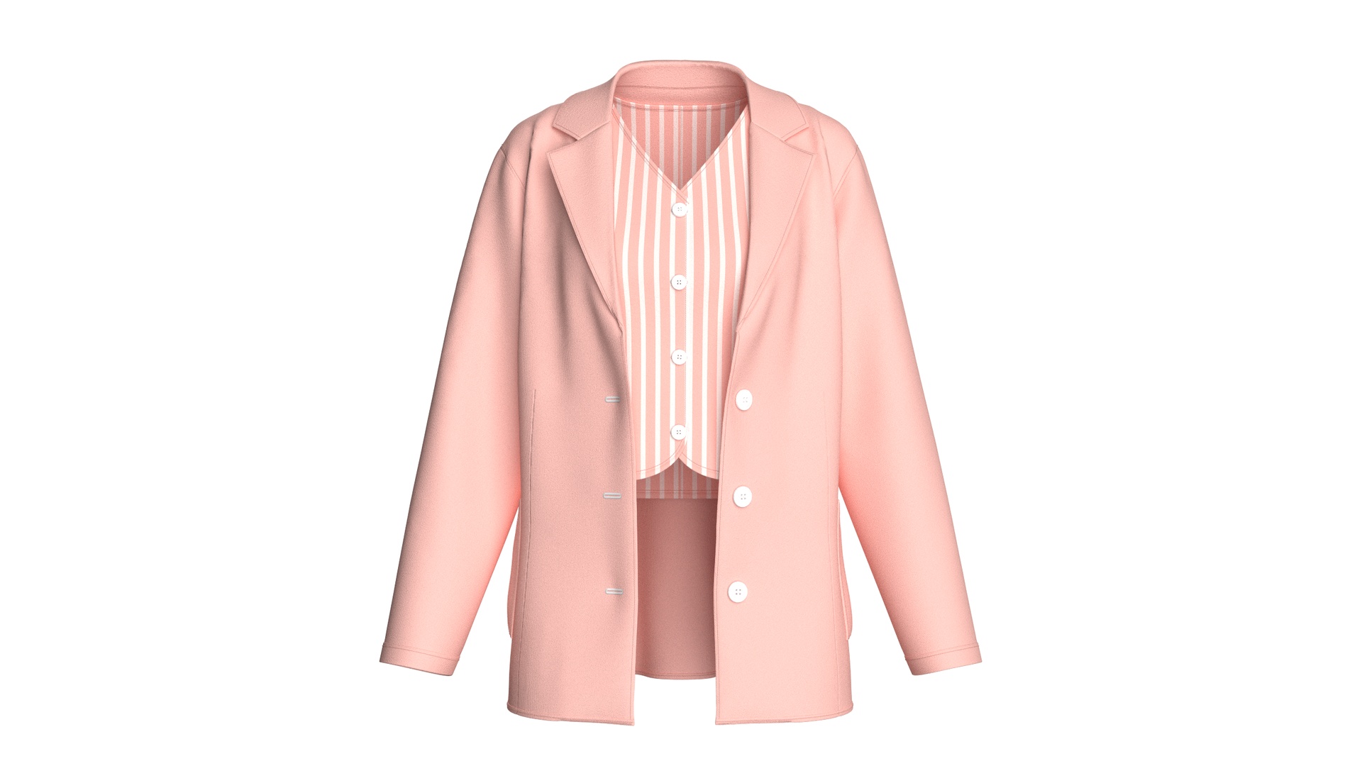 Media 1 for listing Girls Vertical Striped Vest With Blazer Set | High Poly