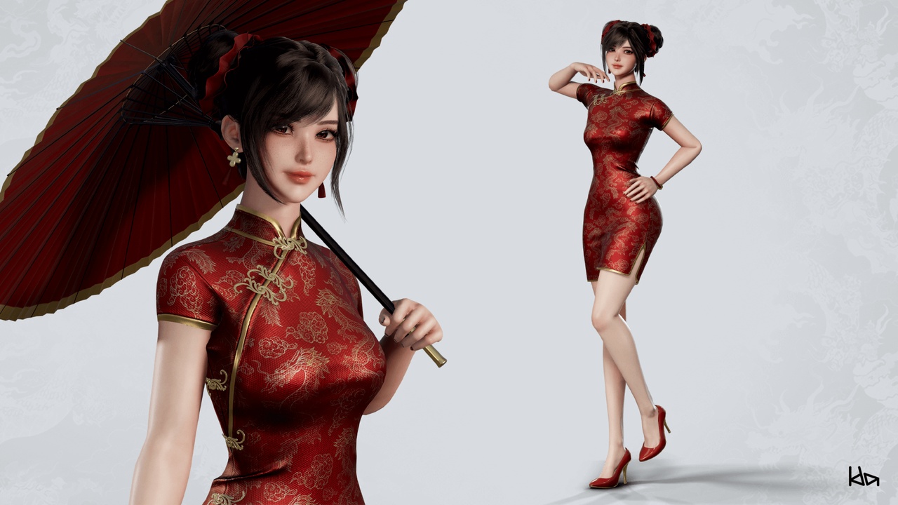 Media 1 for listing Jua Lee - Girl in Cheongsam Qipao Dress