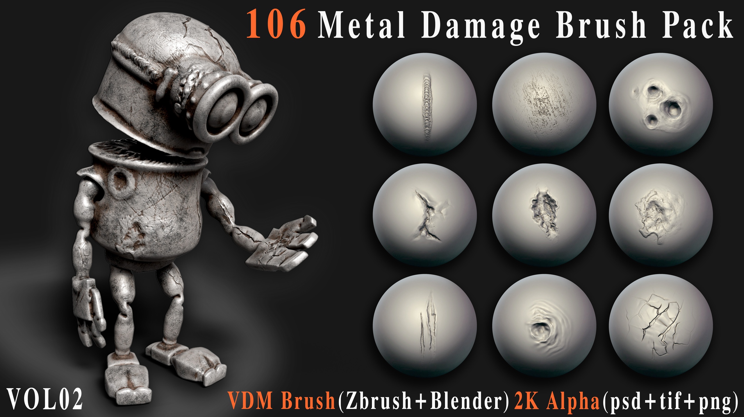 Media 1 for listing 106 Metal Damage Brush Pack (VDM + Alpha) - Vol02