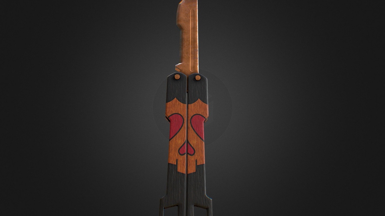 Media 1 for listing "Skull Heart" - Butterfly Knife