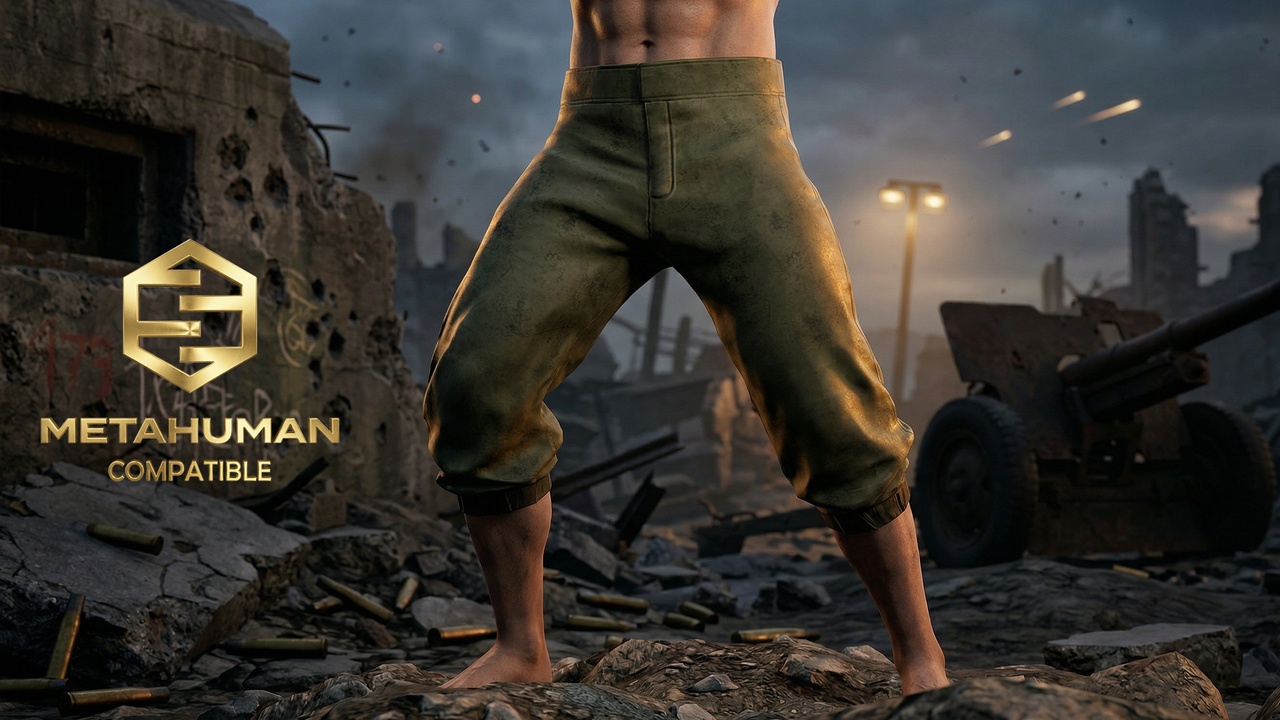Media 1 for listing Military Cropped Drop Crotch Pants with High Waist and Tapered Combat Shape
