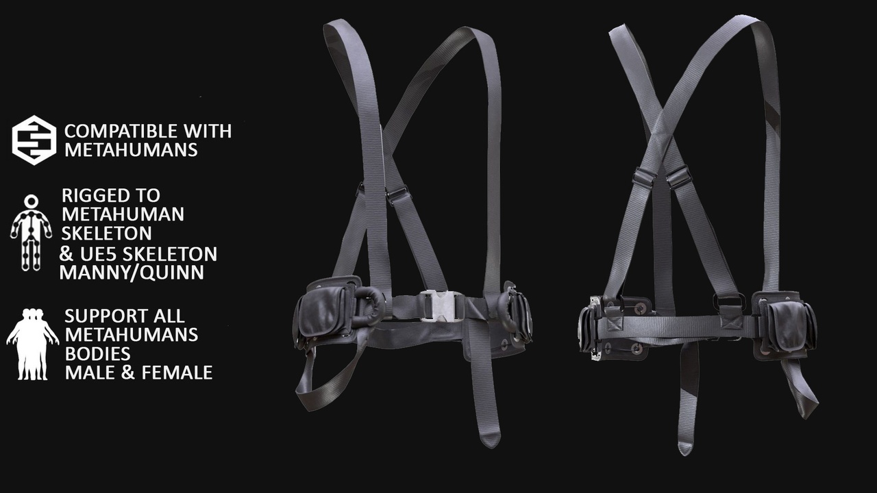Media 1 for listing 3D Tool Harness Model For Metahuman 91 - All MH Bodies & UE5 Skeletons - Rigged