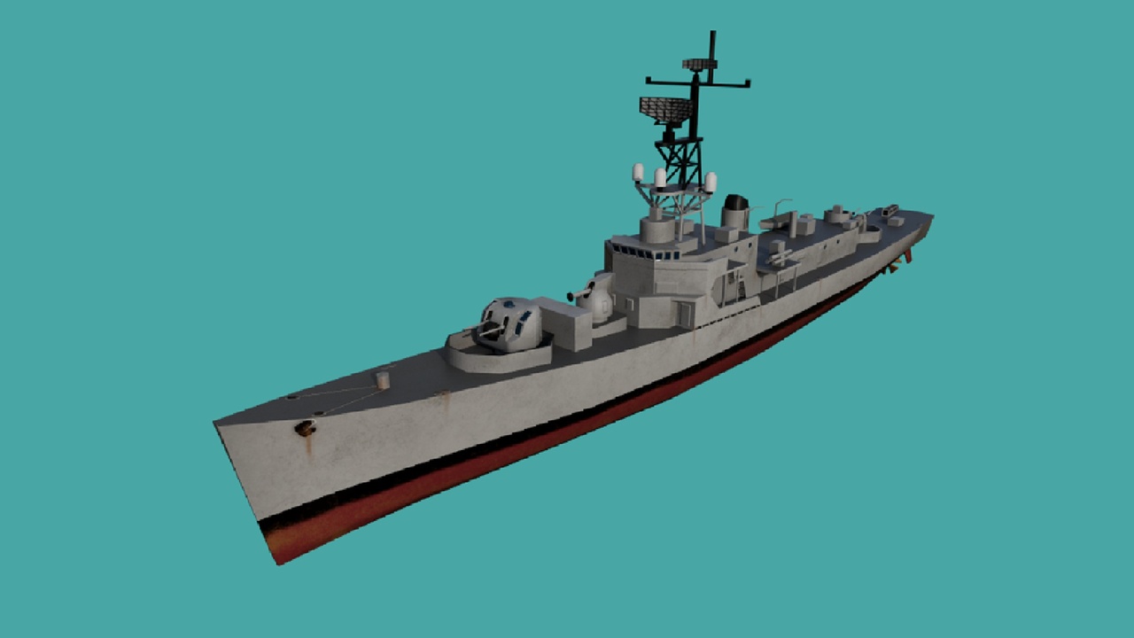 Media 1 for listing Dealey-class Frigate (Cold War ASW Refit) — Lowpoly Naval Ship