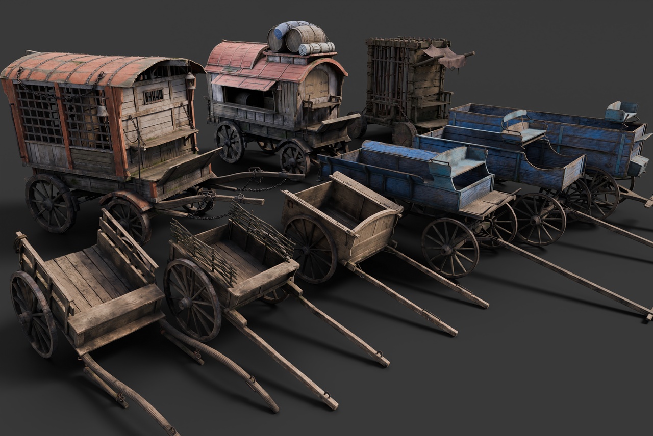 Media 1 for listing Medieval Wooden Carts & Wagons