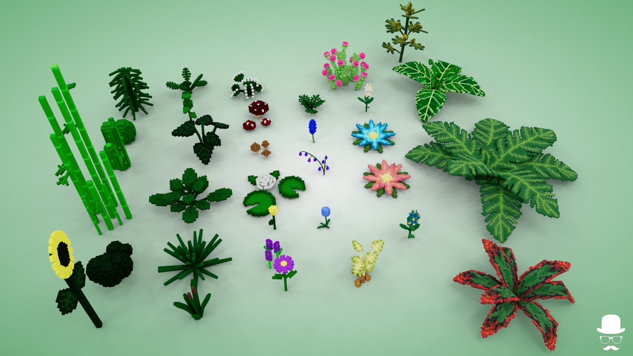 Media 1 for listing Plants Pack - 3D Voxel Low Poly Models