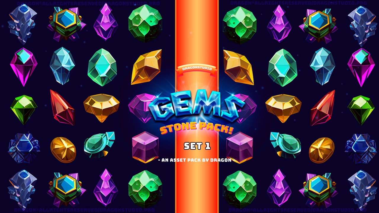 Media 1 for listing GEMSTONE 2D ASSET SPRITE ICON 50 PACK (S1)
