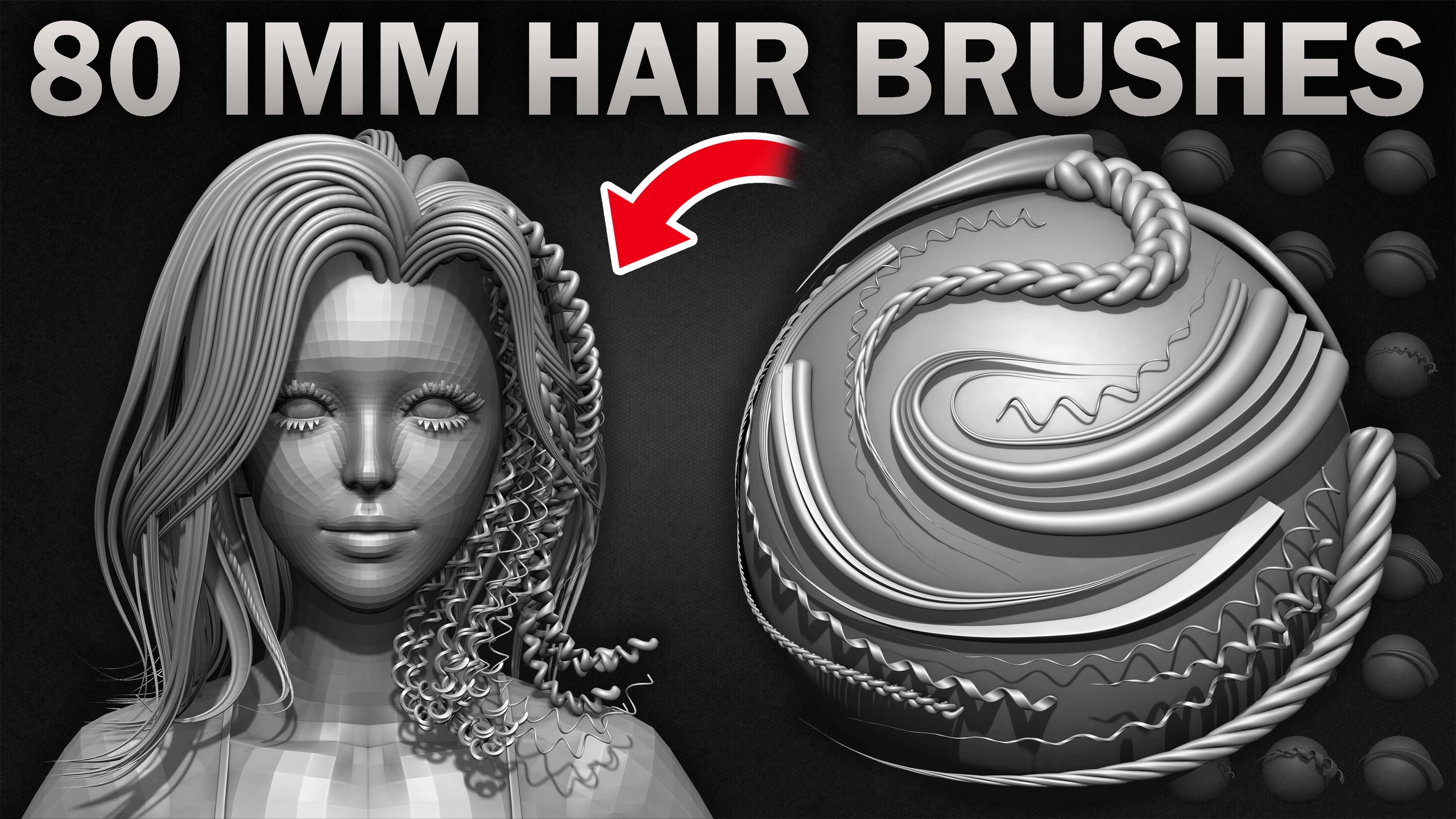 Media 1 for listing 80 IMM Hair Brushes For ZBrush Volume 01