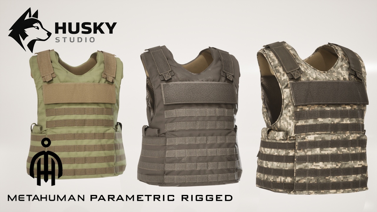 Media 1 for listing Tactical Vest - 42 - Metahuman - Parametric outfit - UE5 Skeleton Rigged