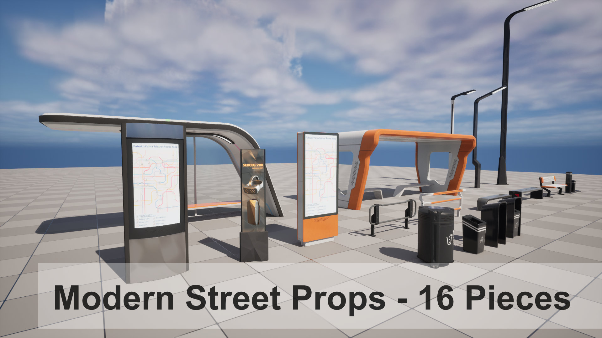 Modern Street Props - 16 Pieces | Fab