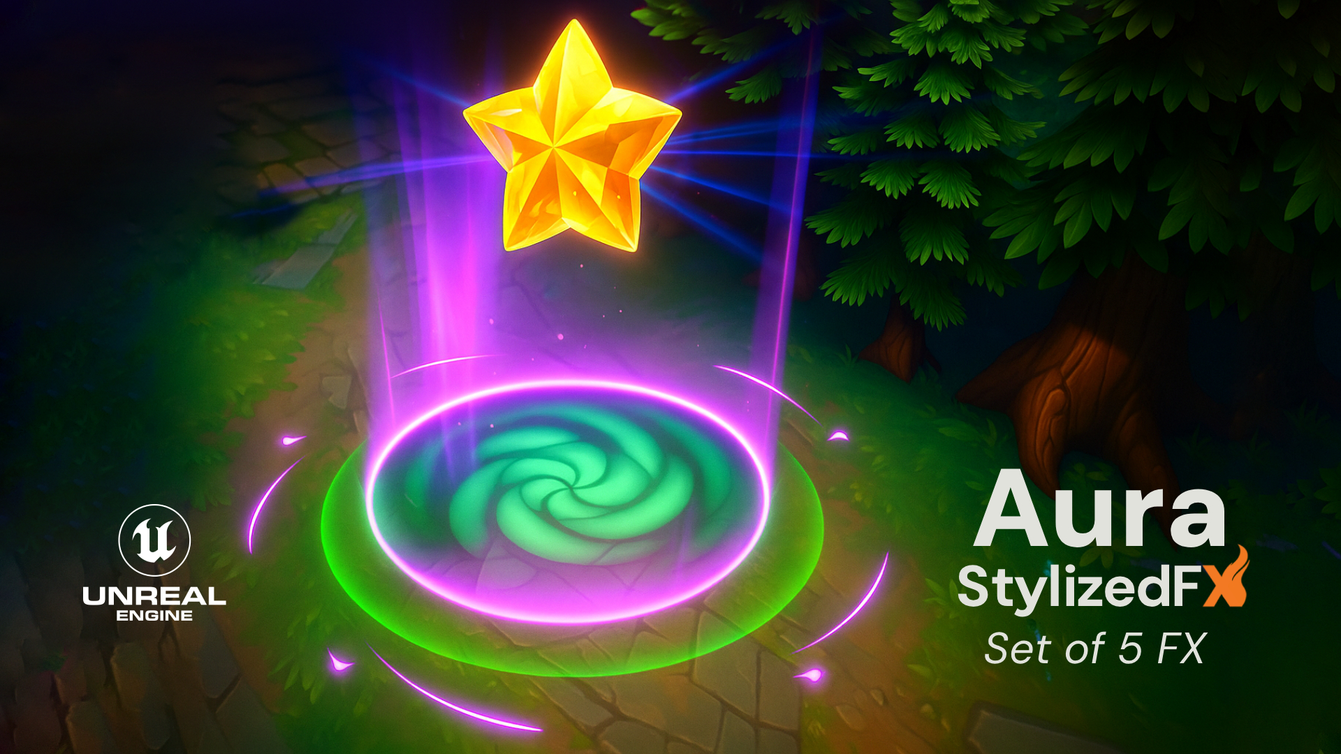 5 Ultimate Stylized Auras | Fantasy RPG Magic Pack (Niagara) | Fab
