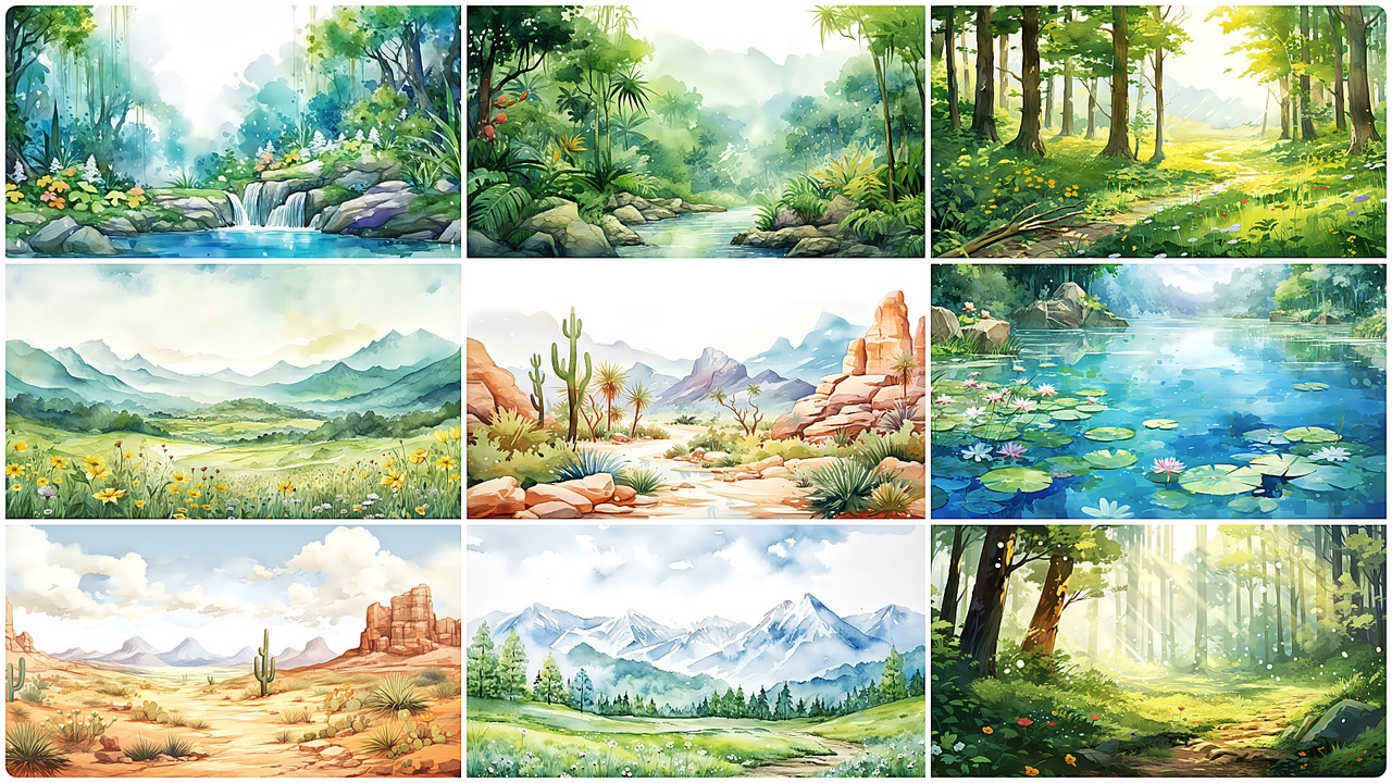 Media 1 for listing BACKGROUND - Watercolor Nature 1