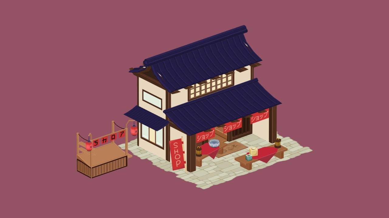 Media 1 for listing Isometric Japanese Style Shop Bundle Game Asset