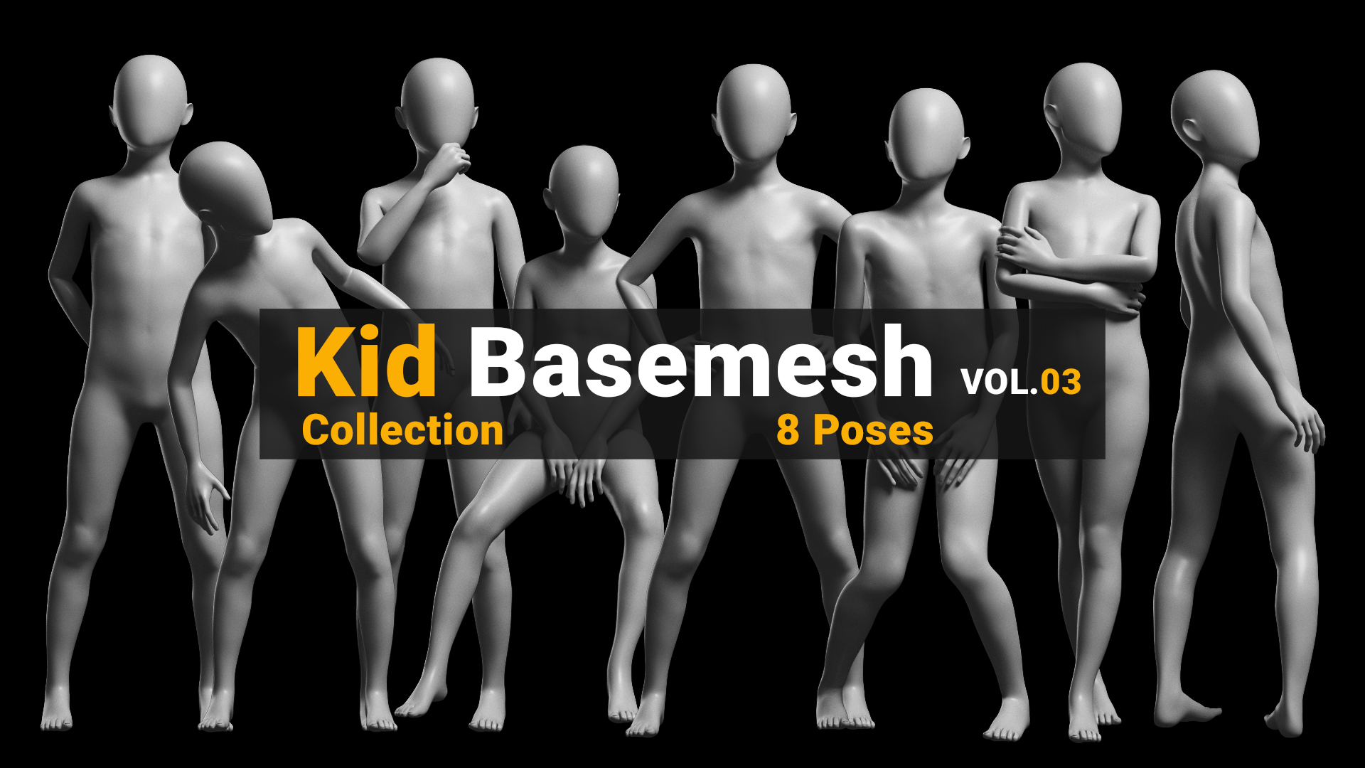 Animated Kid Base Mesh - 8 poses v3 | Fab