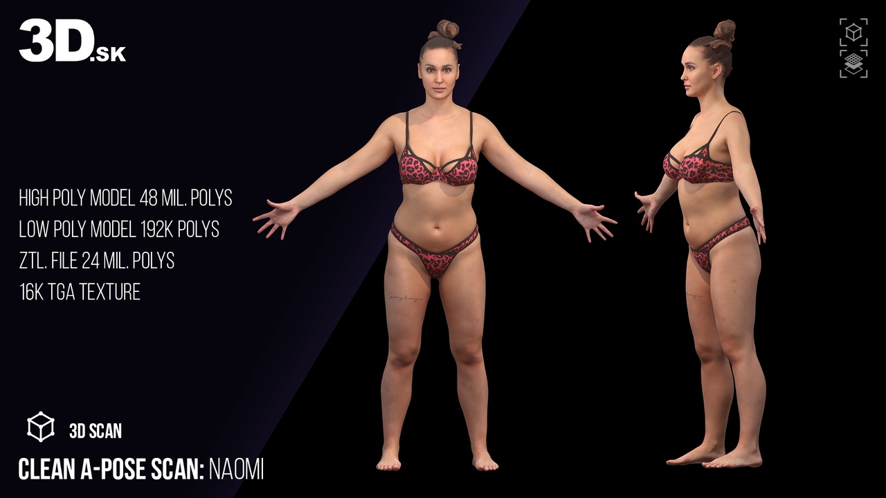 Media 1 for listing Female 3D Character Naomi - Clean A Pose Scan