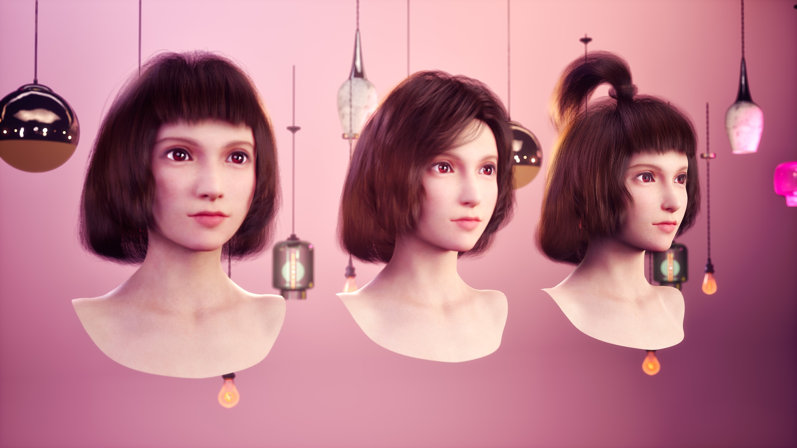 商品 Real-time Two Style Bob Hair with modular braids Groom For Metahuman 的媒体 1