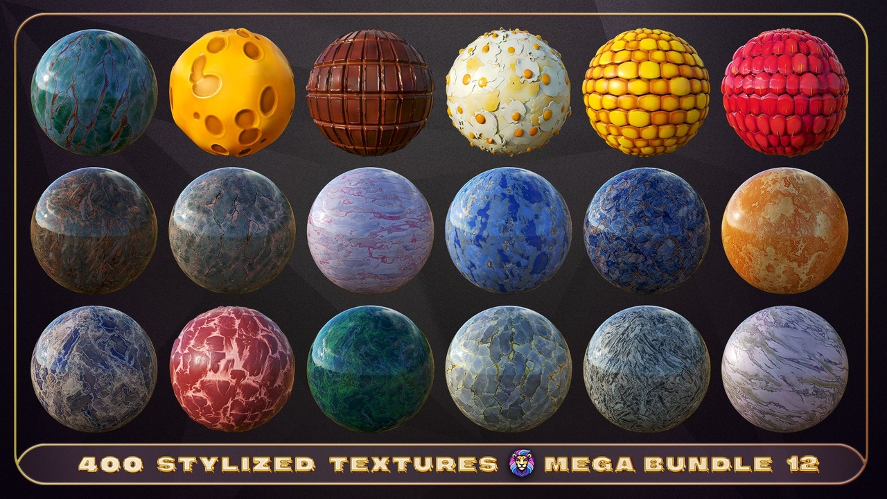 File multimediali per l'articolo 400+ Stylized Textures - Mega Bundle 12: 1