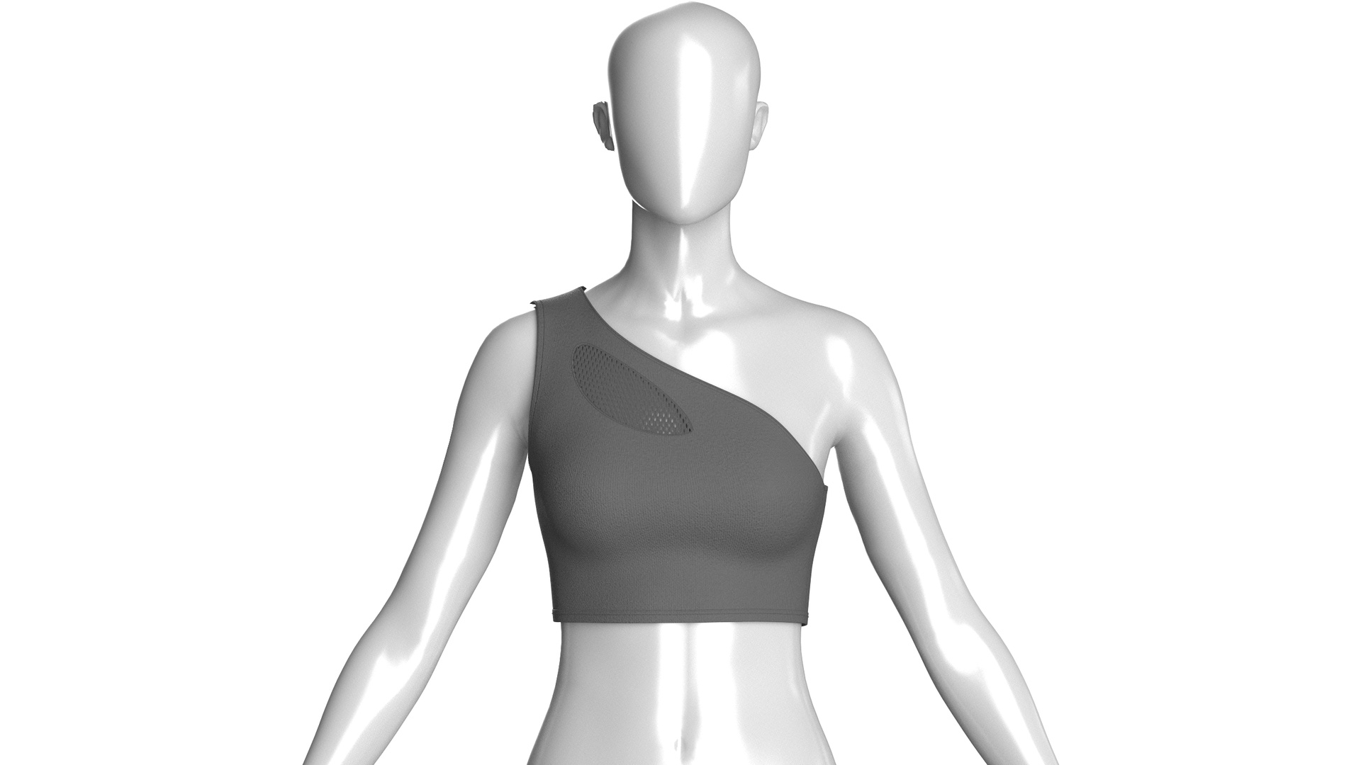 Media 1 for listing Girls One Shoulder Mesh Cutout Sports Bra | High Poly